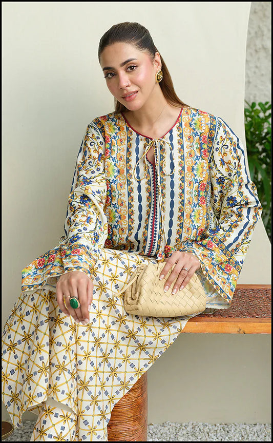 Boho Bloom Printed Kurta Set with Bell Sleeves